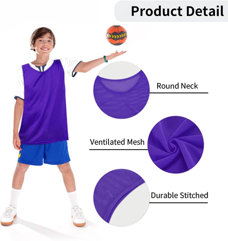 Mofech 12 Pack Pro Training Pinnies for Youth & Adult Mesh High-Vis Scrimmage Vests for Soccer, Basketball, Volleyball Teams - Image 3